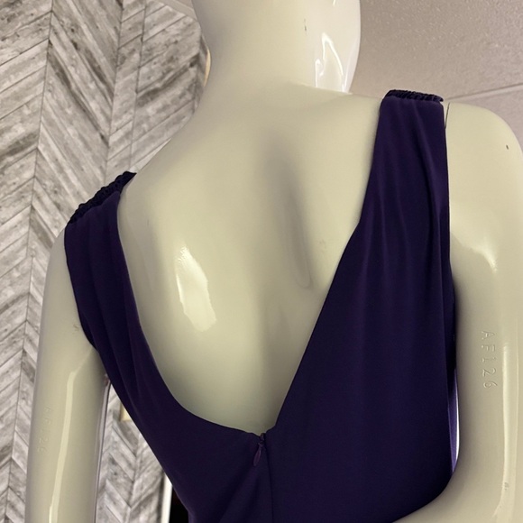 Joseph Ribkoff Purple Sleeveless Ruched Wiggle Dress With Bow size 10 - Picture 3 of 6